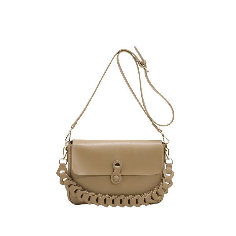 Vintage Chains One Shoulder Bags High Women PU Leather Casual Handbags
