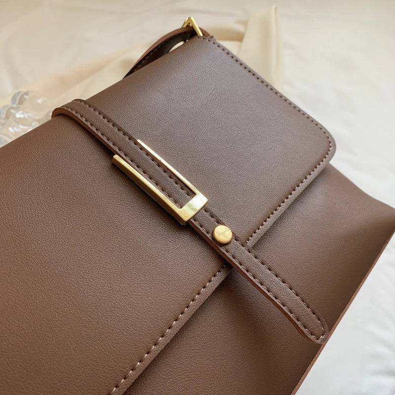 Large Capacity Vintage Shoulder Bag Women PU Leather Ladies Crossbody
