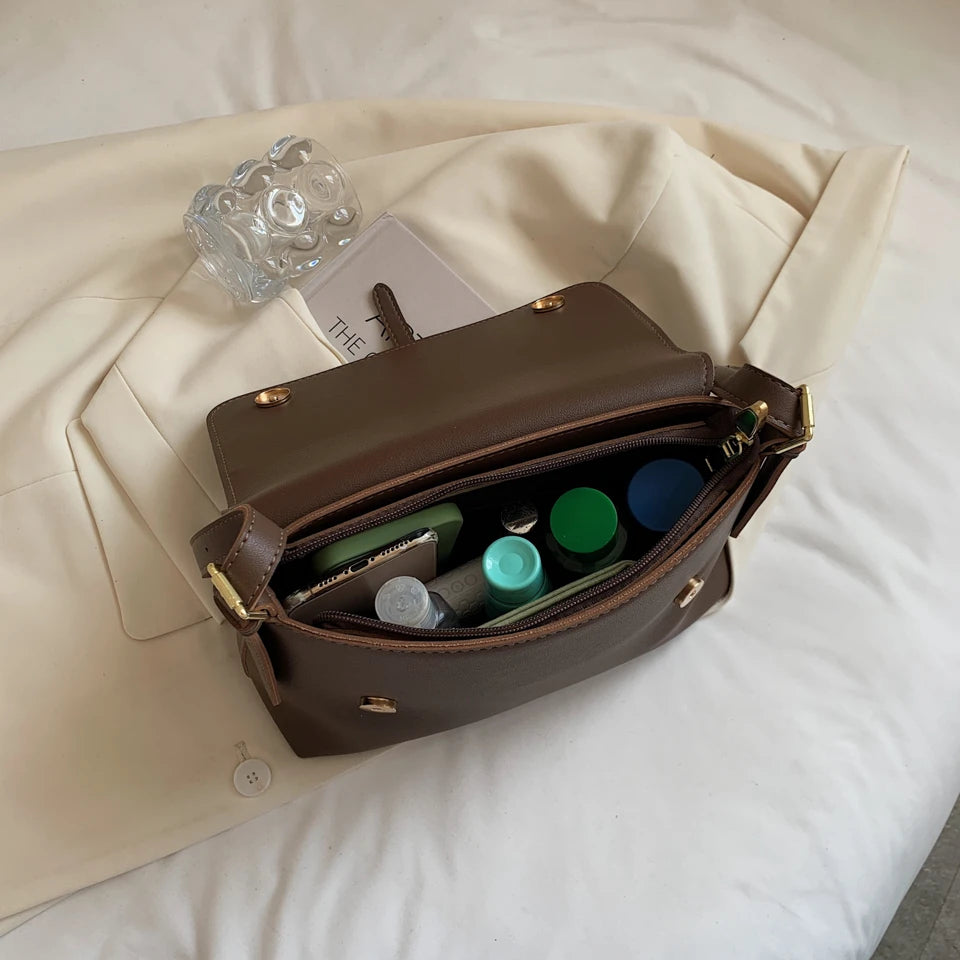 Large Capacity Vintage Shoulder Bag Women PU Leather Ladies Crossbody