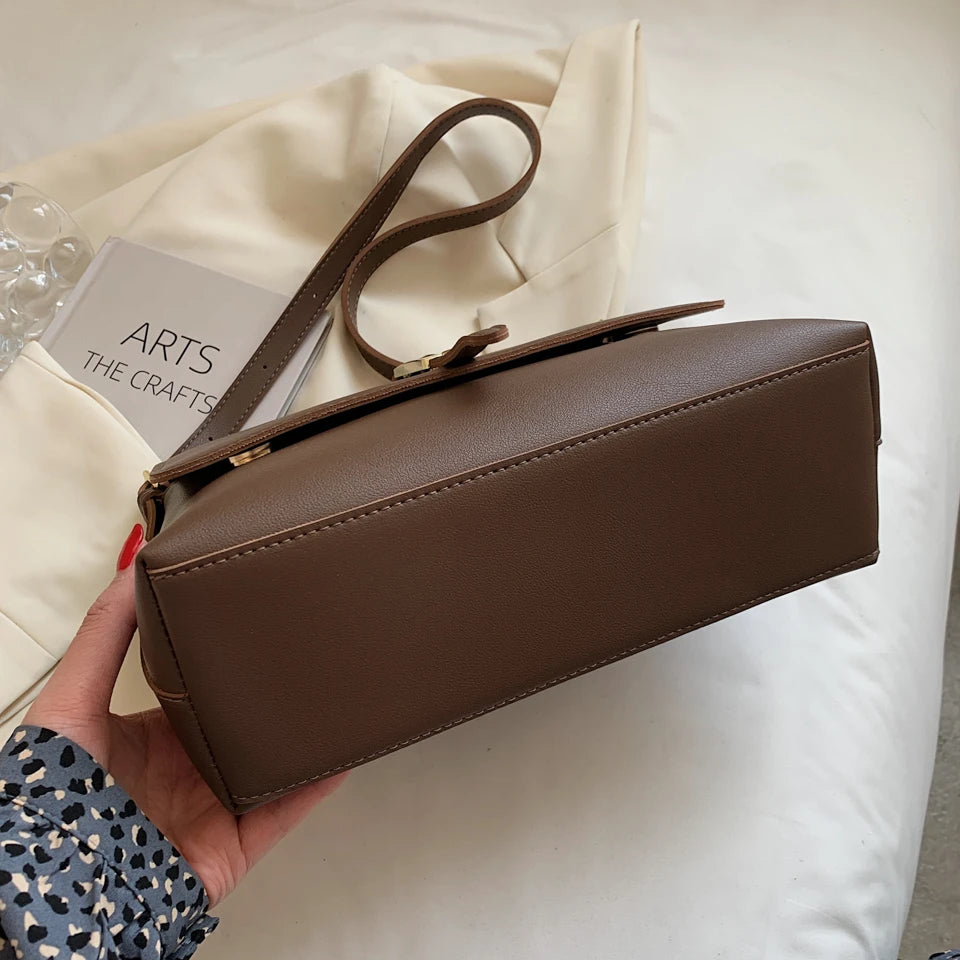 Large Capacity Vintage Shoulder Bag Women PU Leather Ladies Crossbody