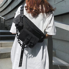 Large Capacity Waist Bag Thick Chain Fanny Pack Multi-Functional Belt Bag