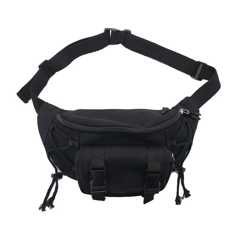 Large Capacity Canvas Waist Bag Unisex Fanny Pack Streetwear Chest Bags