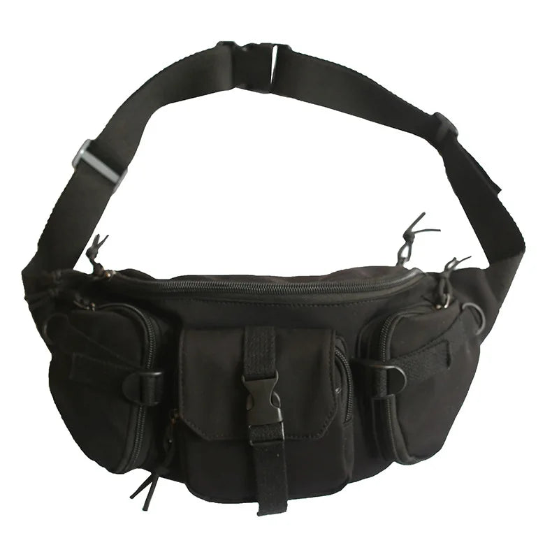 Large Capacity Canvas Waist Bag Unisex Fanny Pack Streetwear Chest Bags