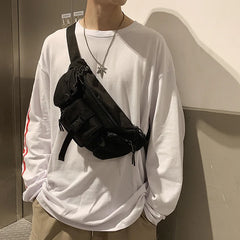 Large Capacity Canvas Waist Bag Unisex Fanny Pack Streetwear Chest Bags