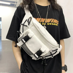 Large Capacity Canvas Waist Bag Unisex Fanny Pack Streetwear Chest Bags