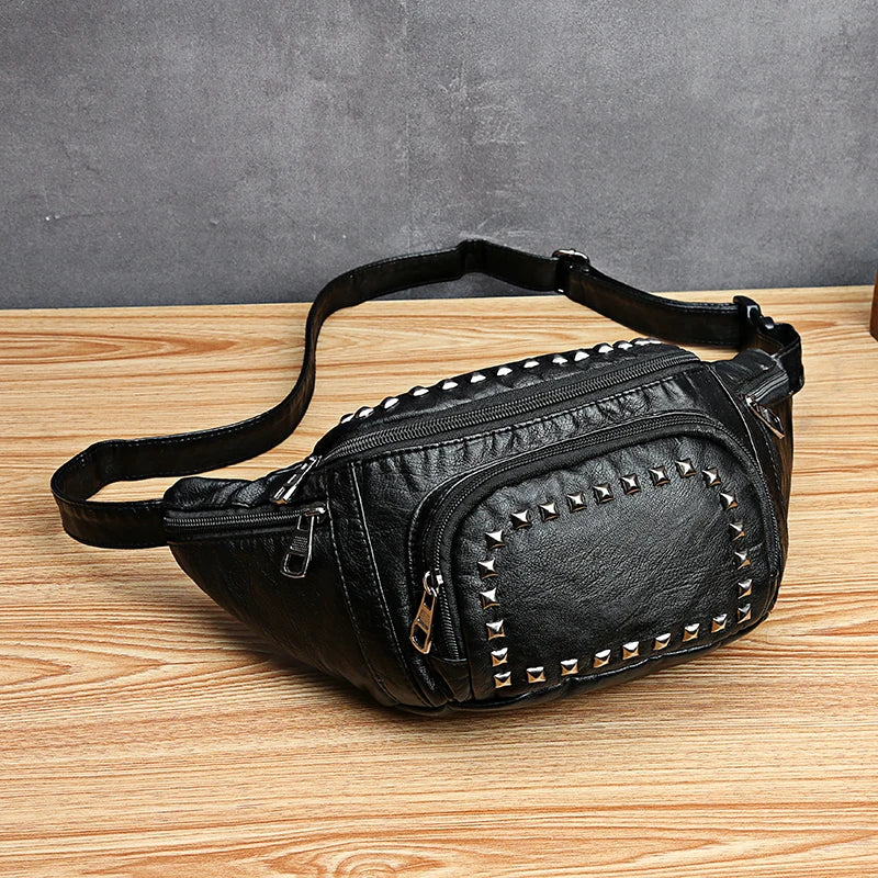 Large Capacity Waist Bag Women Fanny Pack Pu Leather