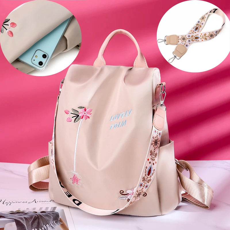 Large Capacity Waterproof Oxford Women Backpack Anti-theft School Bag