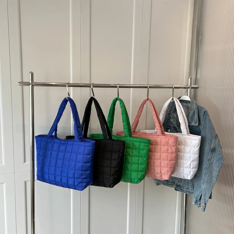 Winter Shoulder Bag Solid Nylon Handbags Casual Tote Bags For Women