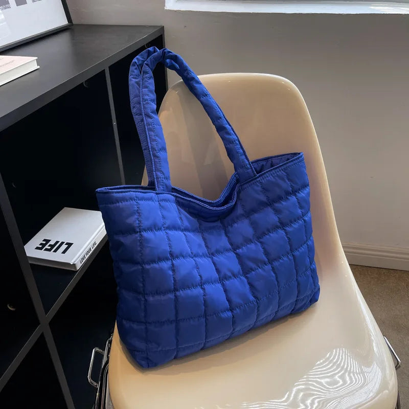 Large Winter Shoulder Bag Solid Handbags Cotton Casual Tote For Women