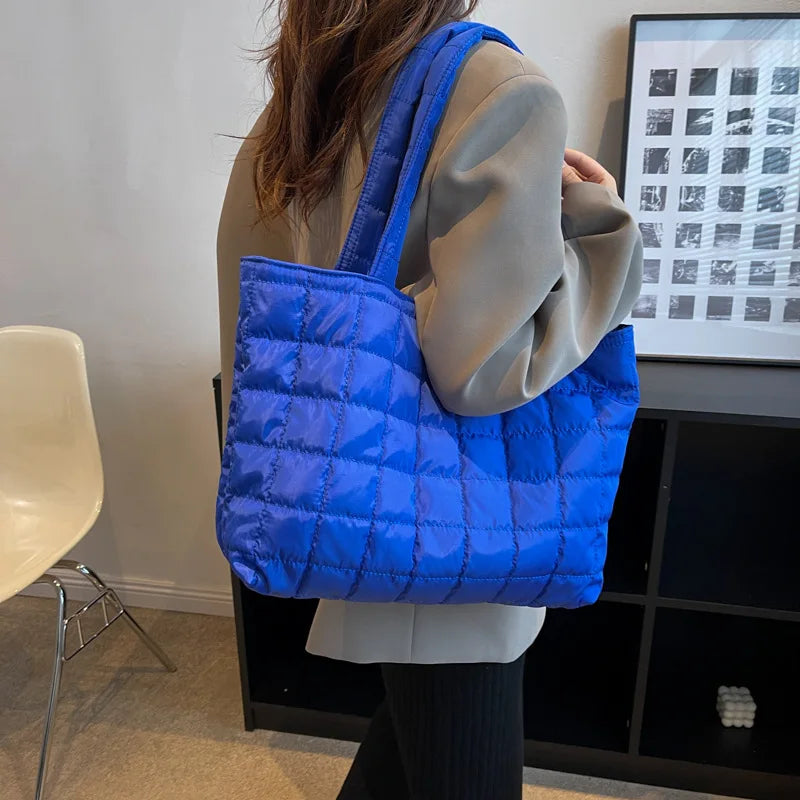 Large Winter Shoulder Bag Solid Handbags Cotton Casual Tote For Women