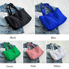 Large Capacity Winter Shoulder Bag Solid Checkered Handbags