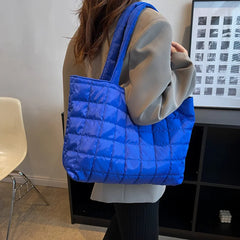 Large Capacity Nylon Winter Shoulder Bag Solid Handbags Cotton Tote Bags