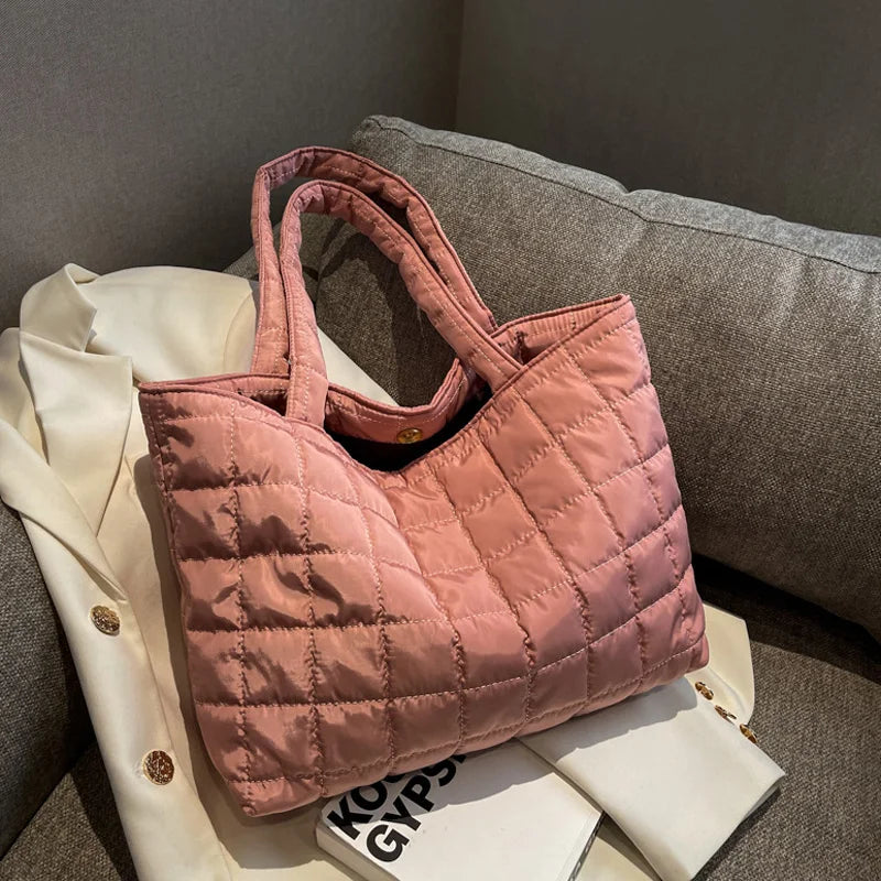 Large Capacity Nylon Winter Shoulder Bag Solid Handbags Cotton Tote Bags