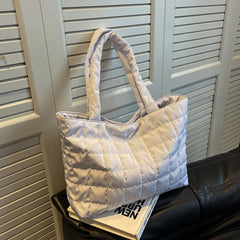 Large Capacity Nylon Winter Shoulder Bag Solid Handbags Cotton Tote Bags