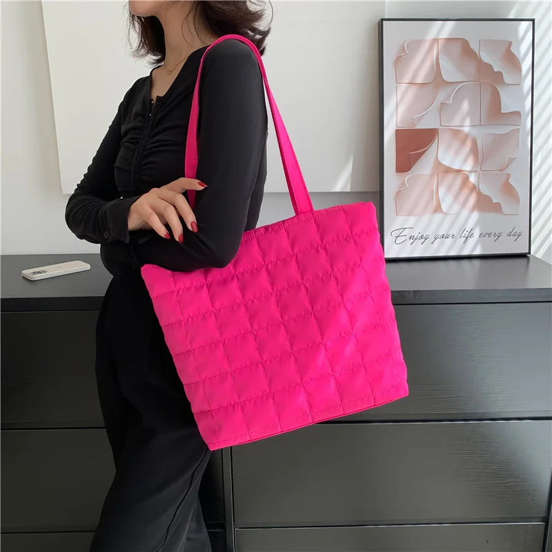 Winter Woman Shoulder Bag Nylon Handbags Big Tote Bags Top Handle Bag