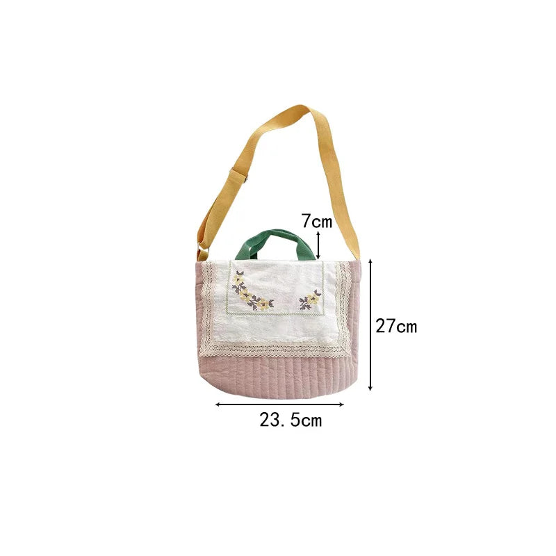 Large Capacity Women Bucket Messenger Bags Girls Student Lunch Bento Handbags
