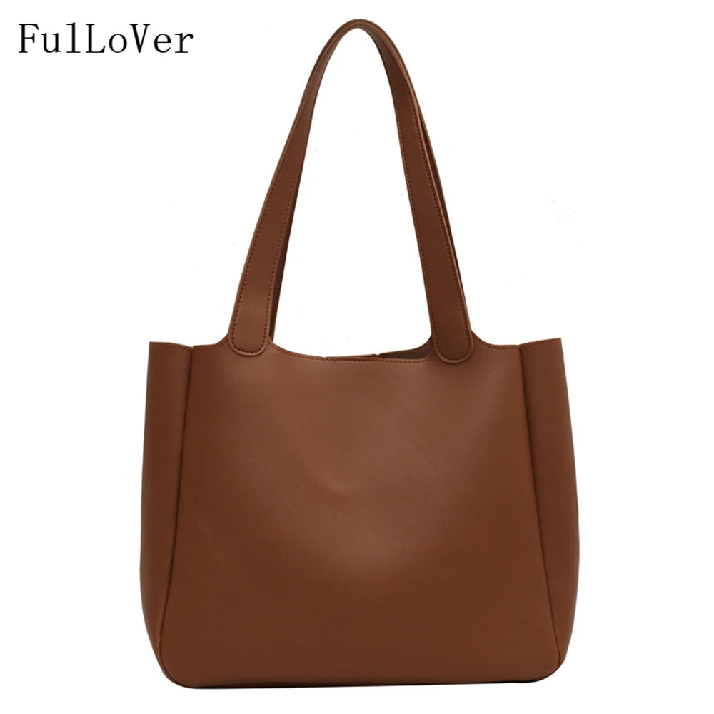 Large Capacity Women Bucket Shoulder Bags Retro Handbags Pu Leather