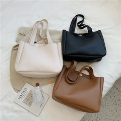 Large Capacity Bucket Shoulder Bags Retro Handbags Pu Leather Tote Bags