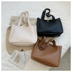 Large Capacity Women Bucket Shoulder Bags Retro Handbags Pu Leather