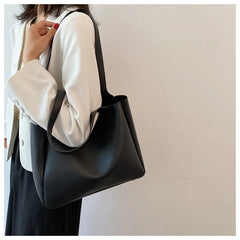 Large Capacity Women Bucket Shoulder Bags Retro Handbags Pu Leather