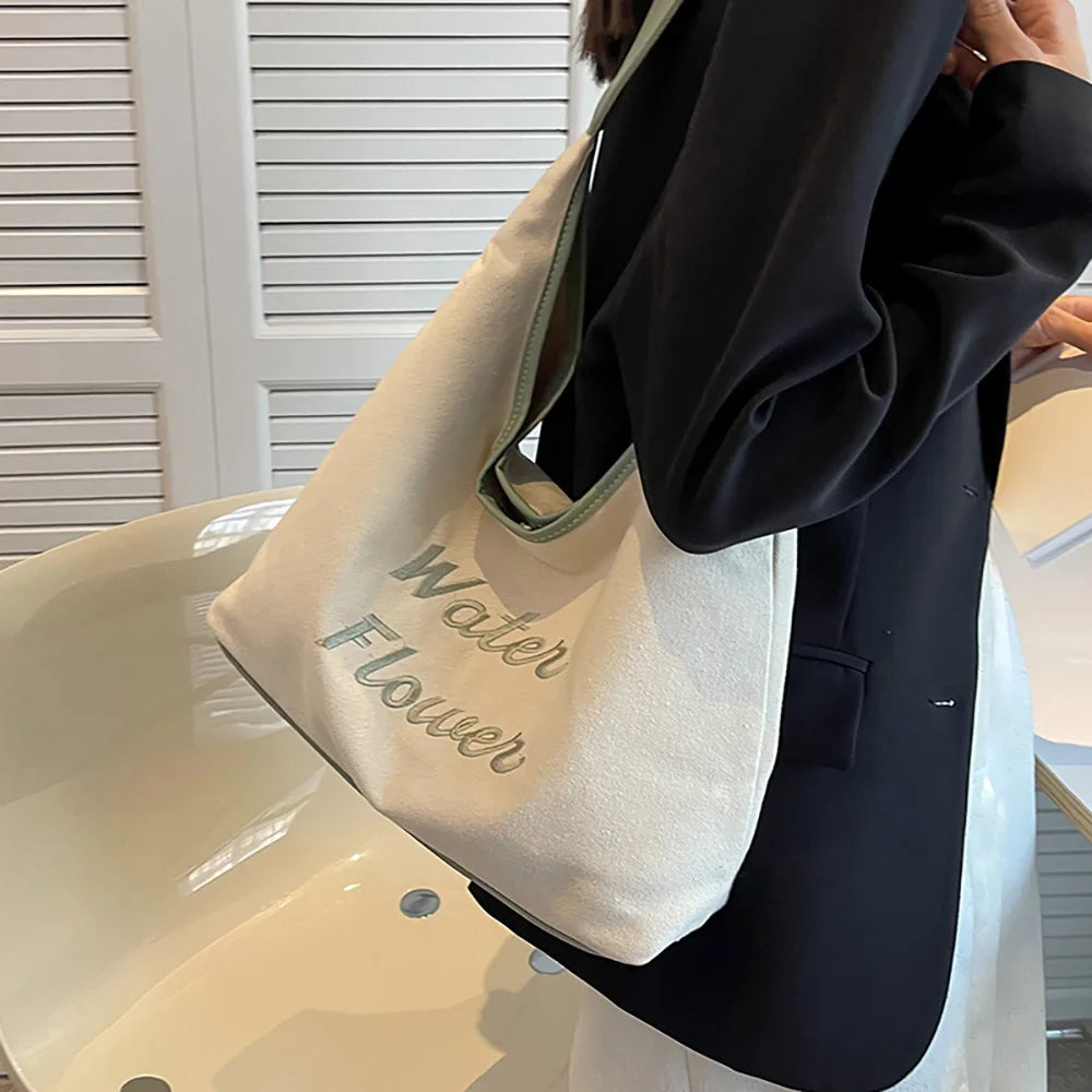 Large Capacity Canvas Shoulder Bags Female Casual Tote Bags College Girls