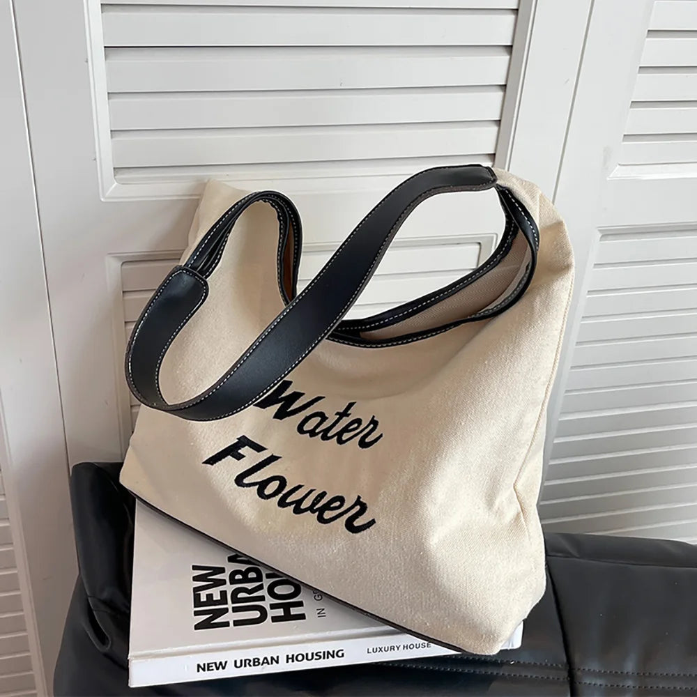 Large Capacity Canvas Shoulder Bags Female Casual Tote Bags College Girls