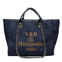 Large Capacity Denim Handbag for Women High Ladies Travel Messenger Bag