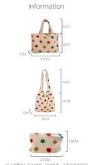Women Dot Plush Shoulder Bag Lamb Wool Vest Handbag Tote Bag
