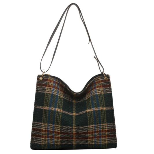 Large Capacity Women Handbag Style Woolen Shoulder Tote Bag