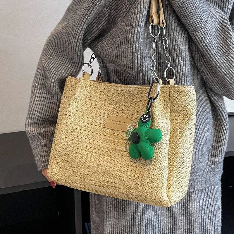 Large Capacity Women Handbag Straw Hollow Tote Casual Shoulder Bag