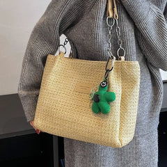 Large Capacity Women Handbag Straw Hollow Tote Casual Shoulder Bag