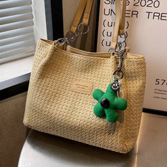 Large Capacity Women Handbag Straw Hollow Tote Casual Shoulder Bag