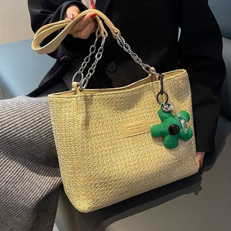 Large Capacity Women Handbag Straw Hollow Tote Casual Shoulder Bag
