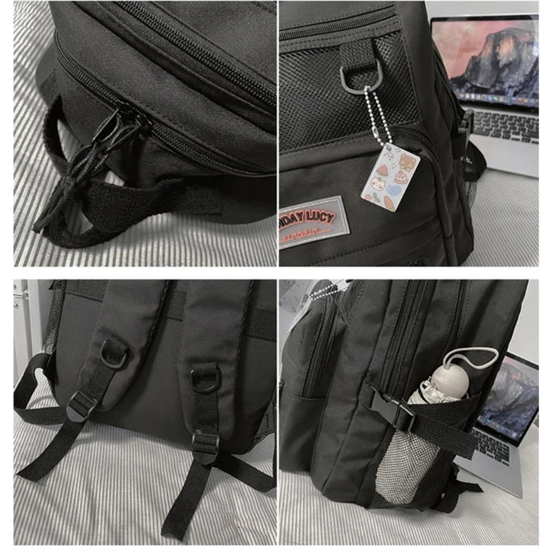 Large Capacity Women Nylon Backpack College School Bookbag Laptop Bag