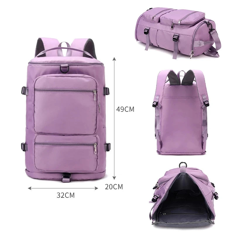 Large Capacity Women Outdoor Travel Shoulder Backpack Sports Yoga Luggage Bag