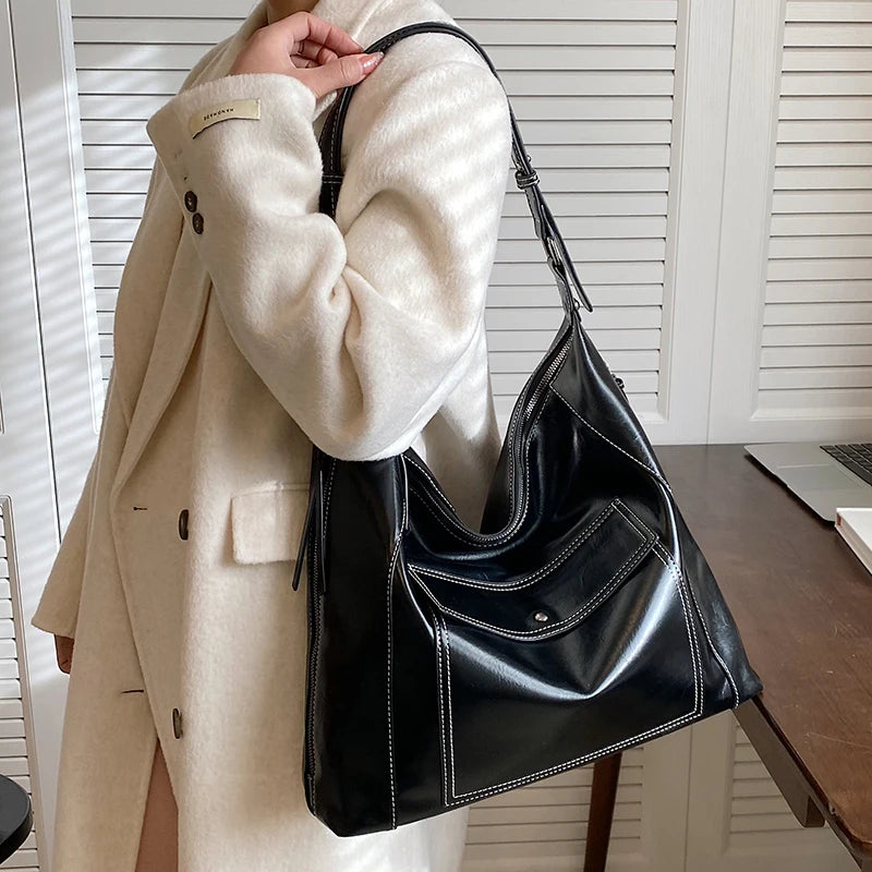 Large Capacity Women Pu Leather Handbags High Ladies Big Shoulder Tote Messenger