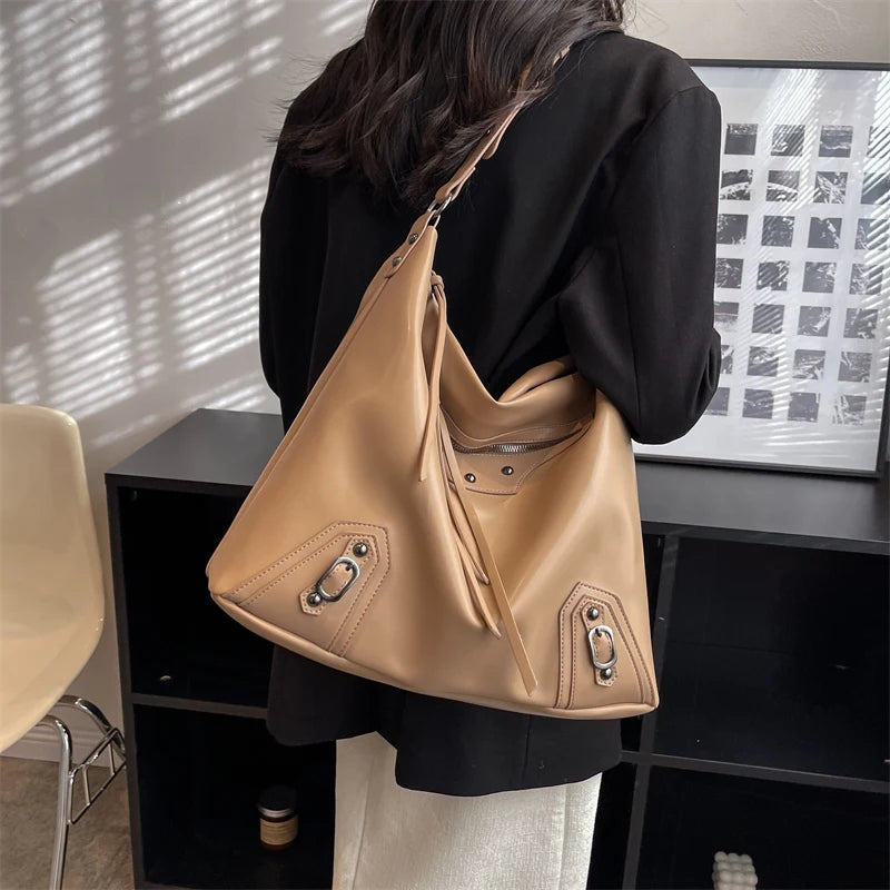 Large Capacity Women Pu Leather Handbags Tote Bags High Ladies Big Shoulder Mess