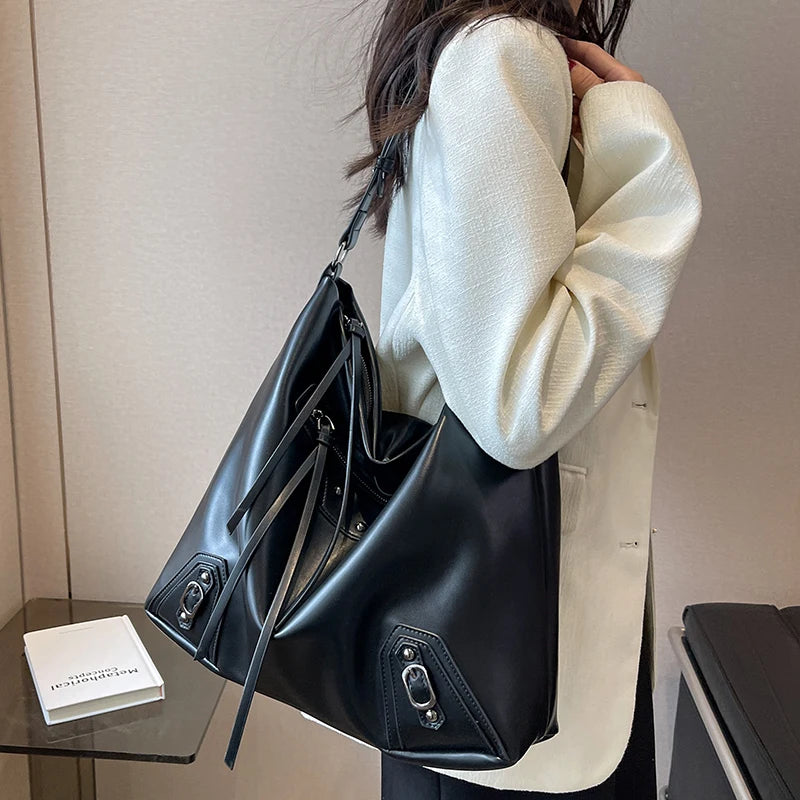 Large Capacity Women Pu Leather Handbags Tote Bags High Ladies Big Shoulder Mess