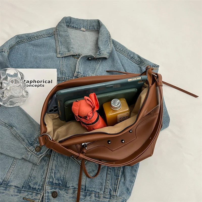 Large Capacity Women Pu Leather Handbags Tote Bags High Ladies Big Shoulder Mess