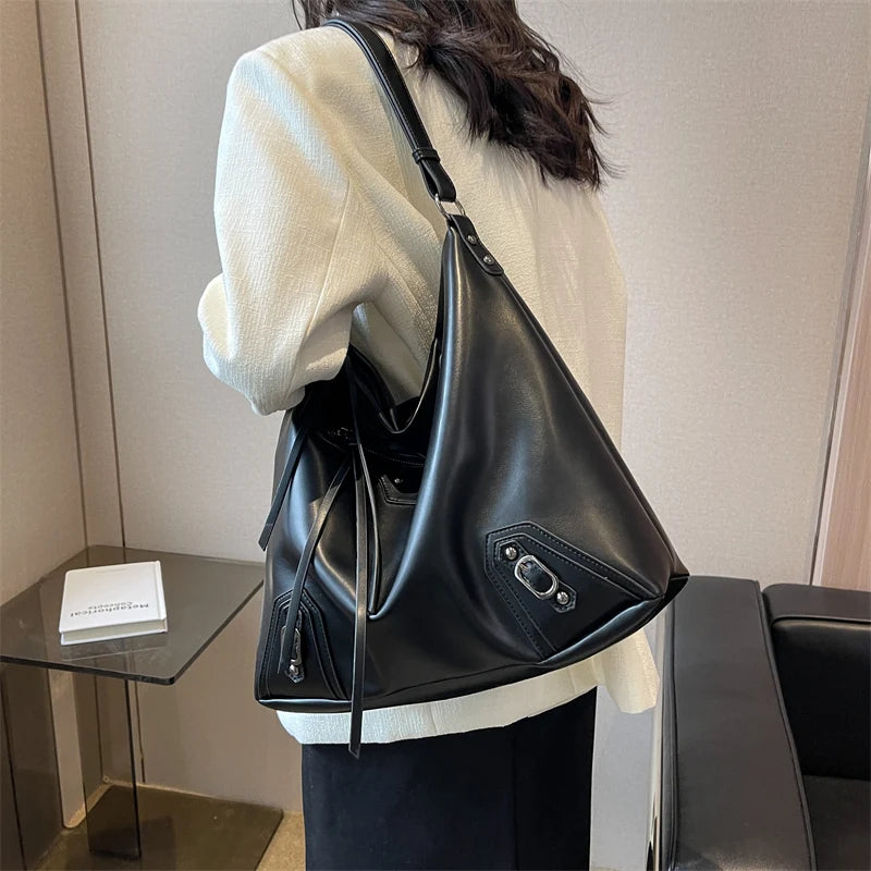 Large Capacity Women Pu Leather Handbags Tote Bags High Ladies Big Shoulder Mess