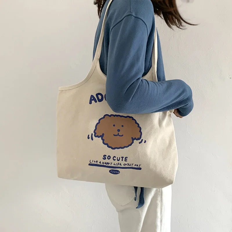 Large Capacity Women Reusable Shopping Beach Bag Canvas Vest Shoulder Bags