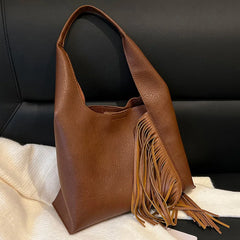 Large Capacity Women Shoulder Bag Tassel PU Leather Handbags