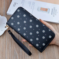 Women's Long Zipper Soft Wallet Small Flower Change Phone Bag