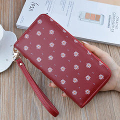 Women's Long Zipper Soft Wallet Small Flower Change Phone Bag
