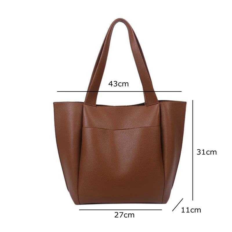 Large Capacity Women's Bag Shoulder Bags PU Soft Leather Ladies Travel Handbags