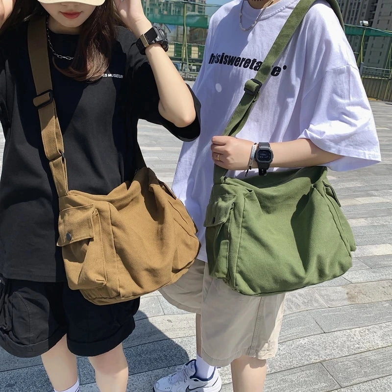 Summer Canvas Shopper Travel Crossbody Shoulder Bag for Women