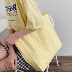 Embroidered Letter Canvas Shoulder Bag for Women
