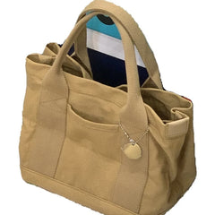 Women's Canvas Shoulder Bag Ladies Handbags Multiple Pockets Casual Tote