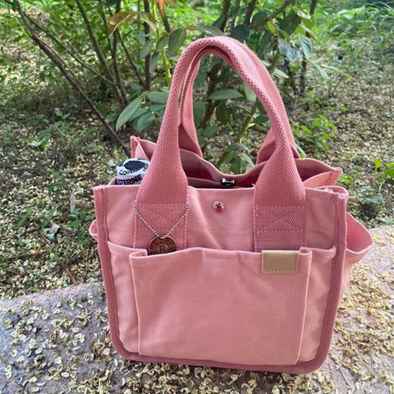 Women's Canvas Shoulder Bag Ladies Handbags Multiple Pockets Casual Tote