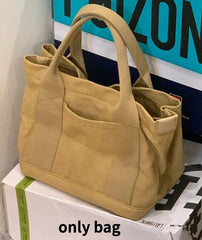 Women's Canvas Shoulder Bag Ladies Handbags Multiple Pockets Casual Tote